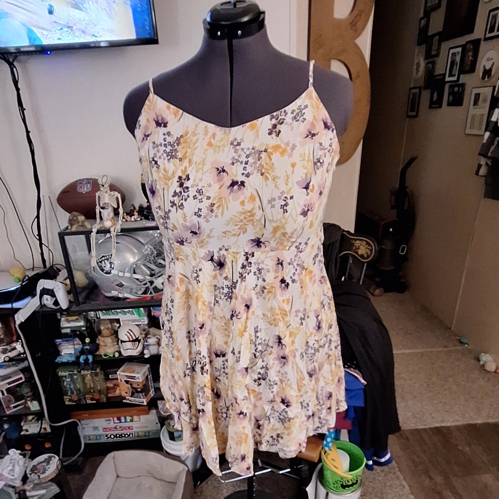 Old Navy Yellow and Purple Sleeveless Camisole Dress
